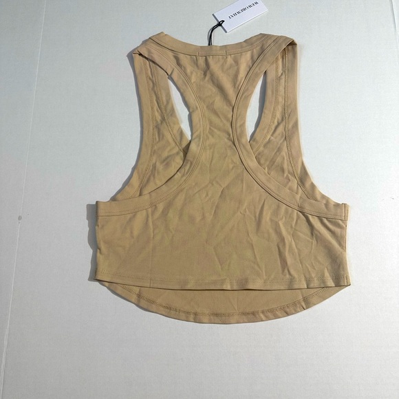 Weworewhat Cropped Scoop neck tank top Beige size L NWT - Picture 8 of 9